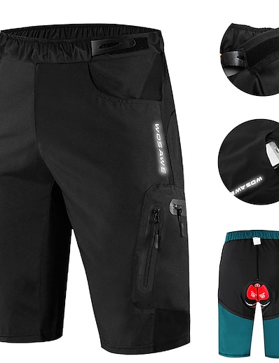 זול רכיבה על אופניים-WOSAWE בגדי ריקוד גברים מכנס קצר מרופד לרכיבה מכנס קצר לרכיבה מכנסי רכיבה באגי אופניים רכיבת הרים רכיבת כביש שורטים (מכנסיים קצרים) מרופדים מכנסי רכיבה באגי ספורט שחור ירוק סיליקון 3D / מיקרו-אלסטי