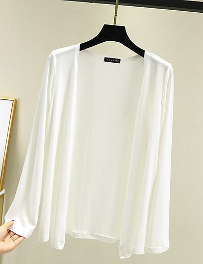 hesapli Kadın Dış Giyim-Kadın&#039;s Ceketler Bahar Yaz Günlük Normal Ceket Nefes Alabilir Normal Günlük Ceketler Uzun Kollu Şık Tek Renk Koyu Gri Havuz Beyaz