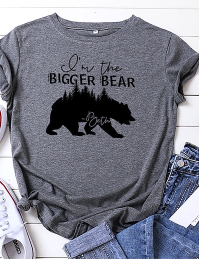 cheap Women&#039;s Clothing-Women&#039;s ladies t-shirt top i‘m the bigger bear letter print short-sleeved shirt