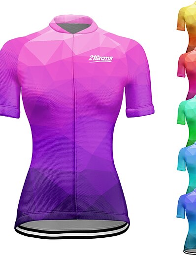 cheap Cycling-21Grams® Women&#039;s Cycling Jersey Short Sleeve Bike Mountain Bike MTB Road Bike Cycling Top Green Purple Yellow Breathable Quick Dry Moisture Wicking Spandex Polyester Sports Clothing Apparel
