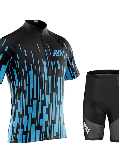cheap Cycling-CAWANFLY Men&#039;s Cycling Jersey with Shorts Short Sleeve Mountain Bike MTB Road Bike Cycling Blue Black Bike Lycra Polyester Padded Shorts / Chamois Clothing Suit UV Resistant 3D Pad Anatomic Design