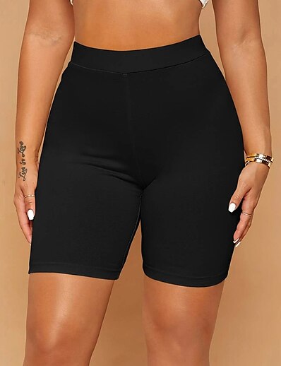 cheap Women&#039;s Bottoms-Women&#039;s Casual / Sporty Athleisure Shorts Short Pants Stretchy Weekend Yoga Plain Mid Waist Comfort Slim Black S M L XL XXL