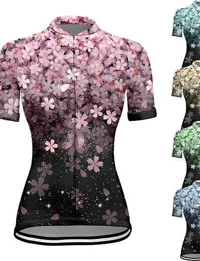 cheap Cycling-21Grams® Women&#039;s Cycling Jersey Short Sleeve Floral Botanical Bike Mountain Bike MTB Road Bike Cycling Top Green Purple Yellow Breathable Quick Dry Moisture Wicking Spandex Polyester Sports Clothing