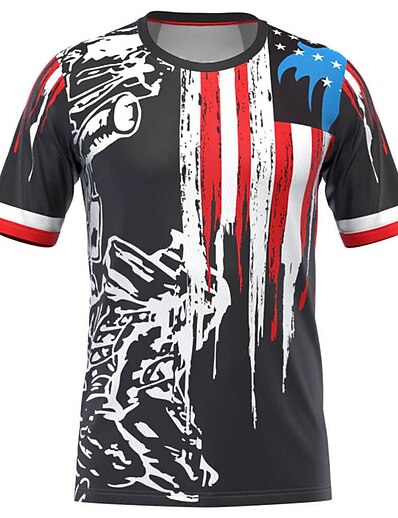 cheap Cycling-21Grams® Men&#039;s Downhill Jersey Short Sleeve American / USA Bike Mountain Bike MTB Road Bike Cycling Top Black Breathable Quick Dry Moisture Wicking Spandex Polyester Sports Clothing Apparel