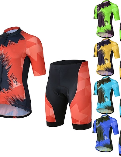 cheap Cycling-21Grams® Men&#039;s Cycling Jersey with Shorts Short Sleeve Mountain Bike MTB Road Bike Cycling Green Sky Blue Red Bike Spandex Polyester Clothing Suit 3D Pad Breathable Quick Dry Moisture Wicking Back