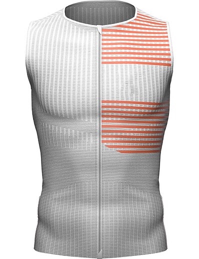 cheap Cycling-21Grams® Men&#039;s Cycling Vest Sleeveless Stripes Bike Mountain Bike MTB Road Bike Cycling Top White Breathable Quick Dry Moisture Wicking Spandex Polyester Sports Clothing Apparel / Athleisure