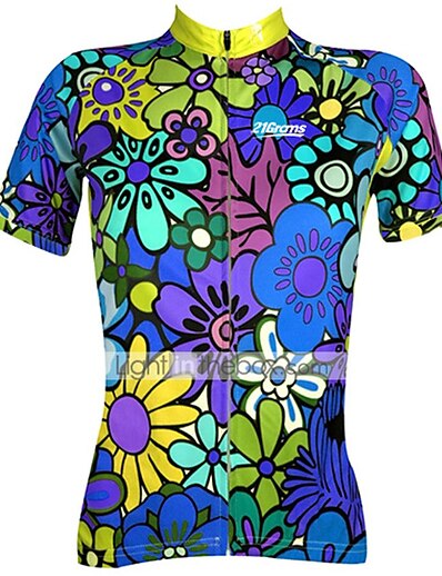 cheap Cycling-21Grams® Women&#039;s Cycling Jersey Short Sleeve Graphic Floral Botanical Bike Mountain Bike MTB Road Bike Cycling Jersey Top Green Blue Purple Breathable Quick Dry Moisture Wicking Spandex Polyester