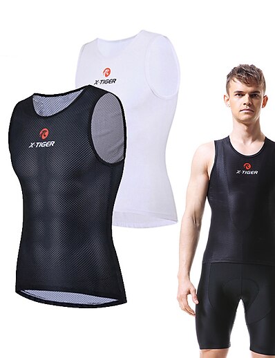 cheap Cycling-Men&#039;s Cycling Vest Sleeveless Bike Mountain Bike MTB Road Bike Cycling Top White Black Breathable Quick Dry Sweat wicking Spandex Polyester Sports Clothing Apparel / Athleisure