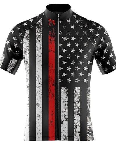cheap Cycling-21Grams® Men&#039;s Cycling Jersey Short Sleeve American / USA Bike Mountain Bike MTB Road Bike Cycling Top Black Breathable Quick Dry Moisture Wicking Spandex Polyester Sports Clothing Apparel