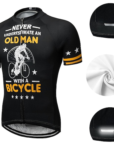 ราคาถูก ชุดกีฬา-21Grams® สำหรับผู้ชาย เสื้อปั่นจักรยาน แขนสั้น กราฟฟิค ชายชรา จักรยาน ขี่จักรยานปีนเขา จักรยานเสือหมอบ เสื้อยืด Tops สีดำ สีเขียว สีน้ำเงิน ระบายอากาศ แห้งเร็ว การดูดความชื้น / นักกีฬา / สแปนเด็กซ์
