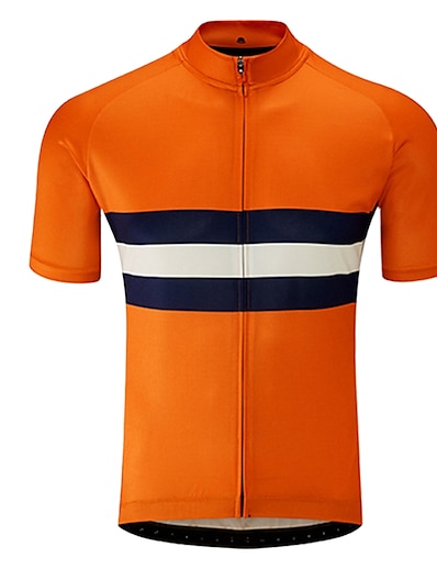 ราคาถูก ปั่นจักรยาน-21Grams® สำหรับผู้ชาย เสื้อปั่นจักรยาน แขนสั้น สลับ จักรยาน ขี่จักรยานปีนเขา จักรยานเสือหมอบ เสื้อยืด Tops สีดำ+สีส้ม สีเขียว สีเหลือง ทน UV ระบายอากาศ แห้งเร็ว กีฬา เสื้อผ้าถัก / แถบสะท้อนแสง