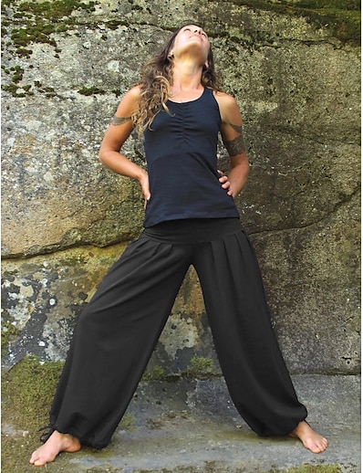 hesapli SPOR GİYİM-Kadın&#039;s Yoga Pantolonu Pantolonlar Alt Giyimler Geniş Bacak Siyah Yeşil Kahve Yoga Fitness Spor Salonu Egzersizi Spor Dalları Aktif Giyim Salaş / Atletik / Günlük Şık
