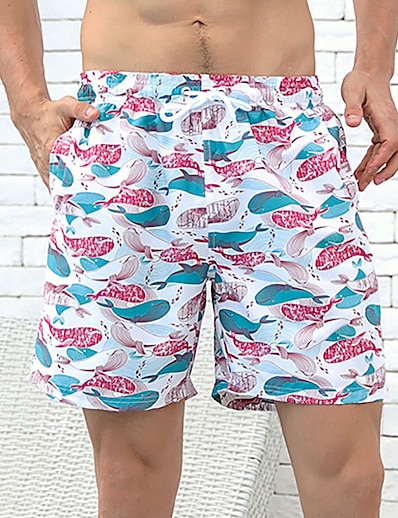 cheap Surfing, Diving &amp; Snorkeling-Men&#039;s Quick Dry Lightweight Swim Shorts Swim Trunks Mesh Lining Drawstring with Pockets Board Shorts Bathing Suit Printed Swimming Surfing Beach Water Sports Summer
