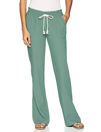 levne Dámské Oděvy-dámské široké kalhoty s vysokým pasem měkké prodyšné vyšívané bavlněné plátěné ležérní kalhoty