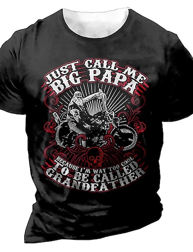 cheap Men-Men&#039;s Unisex T shirt Tee Graphic Motorcycle 3D Print Crew Neck Street Daily Short Sleeve Print Tops Casual Designer Big and Tall Papa T Shirts Black / Summer