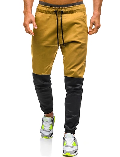 cheap Men&#039;s Bottoms-Men&#039;s Simple Chinos Pants Solid Color Mid Waist Skinny 1 S M L XL / Drawstring
