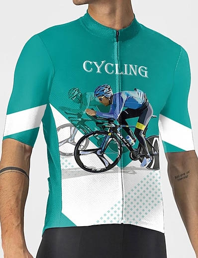 cheap Cycling-21Grams® Men&#039;s Cycling Jersey Short Sleeve Graphic Bike Mountain Bike MTB Road Bike Cycling Jersey Top Green Dark Blue Red Breathable Quick Dry Moisture Wicking Spandex Polyester Sports Clothing