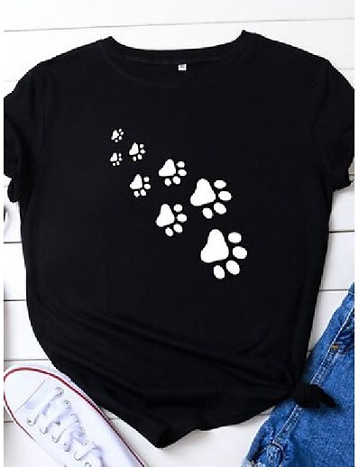 cheap Women&#039;s Tops-Dog Paw Graphic Tee
