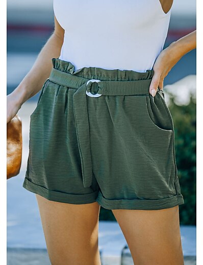 cheap Women&#039;s Bottoms-Women&#039;s Fashion Side Pockets Wide Leg Shorts Short Pants Micro-elastic Casual Weekend Plain Mid Waist Comfort Black Yellow Army Green Orange Navy Blue S M L XL XXL