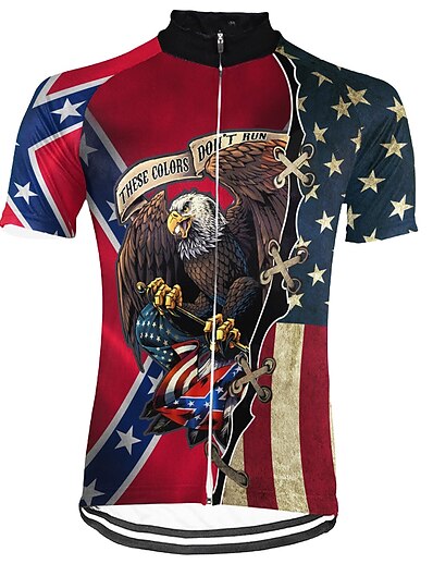 cheap Cycling-21Grams® Men&#039;s Cycling Jersey Short Sleeve American / USA Eagle Bike Mountain Bike MTB Road Bike Cycling Top Red Breathable Quick Dry Moisture Wicking Spandex Polyester Sports Clothing Apparel