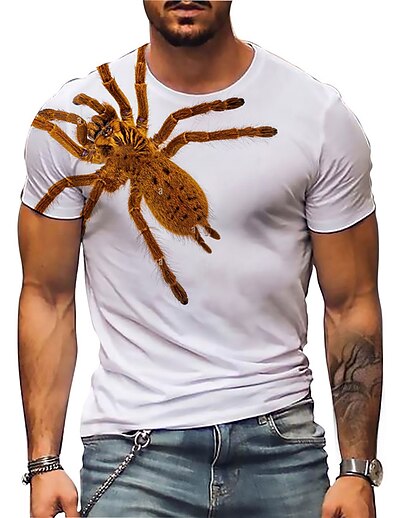 billiga 3D för män-Herr Unisex T-shirt Grafiska tryck Insekter 3D-tryck Rund hals Gata Dagligen Kortärmad Mönster Blast Ledigt Designer Stor och hög Sport Svart Grå Ljusgrå / Sommar