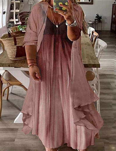 cheap Plus Size Dresses-Women&#039;s Plus Size Floral A Line Dress Print V Neck Half Sleeve Casual Spring Summer Causal Daily Maxi long Dress Dress