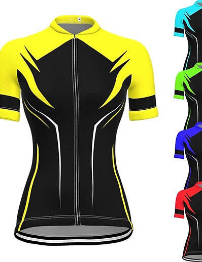 cheap Cycling-21Grams® Women&#039;s Cycling Jersey Short Sleeve Bike Mountain Bike MTB Road Bike Cycling Top Green Yellow Sky Blue Breathable Quick Dry Moisture Wicking Spandex Polyester Sports Clothing Apparel