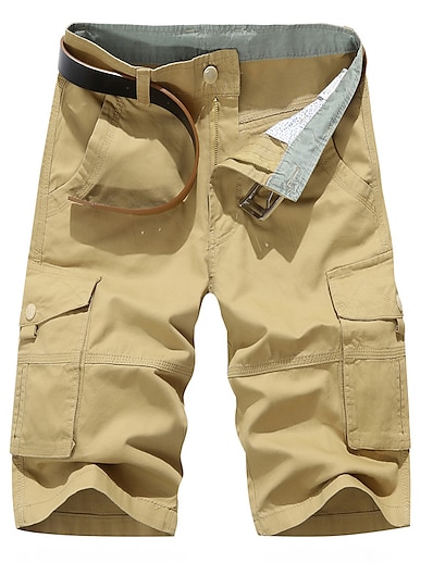 cheap Men&#039;s Bottoms-Men&#039;s Casual Sports Multiple Pockets Shorts Beach Shorts Calf-Length Pants Inelastic Camouflage Solid Color Mid Waist Lightweight Sports Army Green Khaki 31 32 33 34 36 / Summer