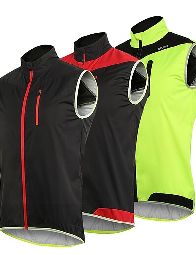 cheap Cycling-Arsuxeo Men&#039;s Cycling Jacket Sleeveless Bike Mountain Bike MTB Road Bike Cycling Vest / Gilet Black Yellow Black Red High Visibility Waterproof Windproof Elastane Polyester Sports Clothing Apparel