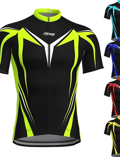 cheap Cycling-21Grams® Men&#039;s Cycling Jersey Short Sleeve Bike Mountain Bike MTB Road Bike Cycling Top Black Yellow Sky Blue Breathable Quick Dry Moisture Wicking Spandex Polyester Sports Clothing Apparel