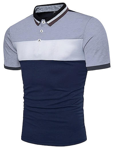 cheap Men&#039;s Tops-Men&#039;s Golf Shirt Tennis Shirt Color Block Collar Shirt Collar Daily golf shirts Short Sleeve Basic Tops Cotton Active Yellow Light gray Red / Summer
