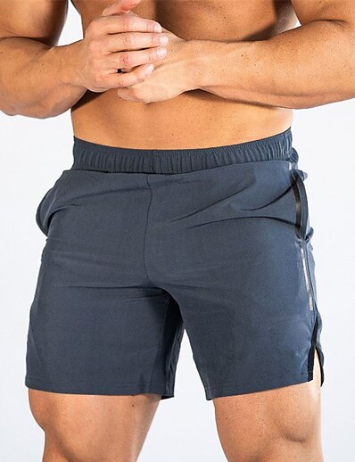 cheap Men&#039;s Bottoms-Men&#039;s Casual Casual / Sporty Pocket Elastic Waist Active Shorts Knee Length Pants Micro-elastic Sports Outdoor Casual Solid Color Mid Waist Breathable Outdoor Black Army Green Light gray Navy Blue M
