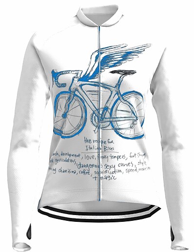 cheap Cycling-21Grams® Women&#039;s Cycling Jersey Long Sleeve Graphic Bike Mountain Bike MTB Road Bike Cycling Jersey Top White Green Yellow Breathable Quick Dry Moisture Wicking Spandex Polyester Sports Clothing