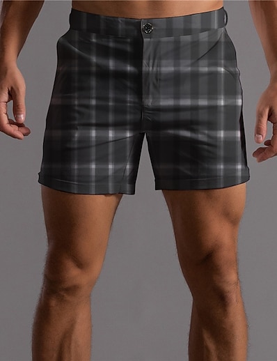cheap Men&#039;s Bottoms-Men&#039;s Designer Fashion 3D Print Pocket Shorts Chino Shorts Short Pants Micro-elastic Business Casual Plaid Lattice Mid Waist Comfort Soft Dark Gray M L XL XXL 3XL / Summer