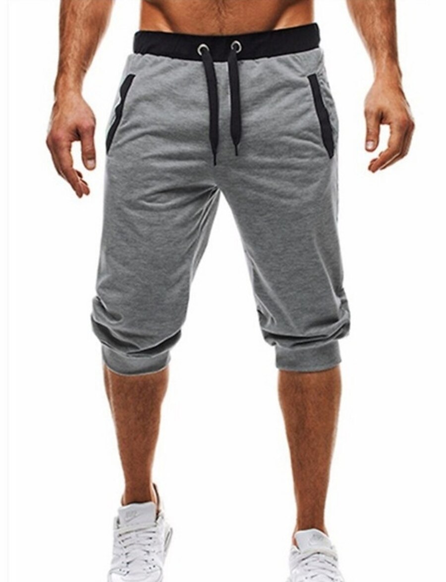  Men's Basic Streetwear Drawstring Patchwork Shorts Pants Micro-elastic Daily Holiday Color Block Mid Waist Black Light gray Dark Gray M L XL XXL / Summer / Beach