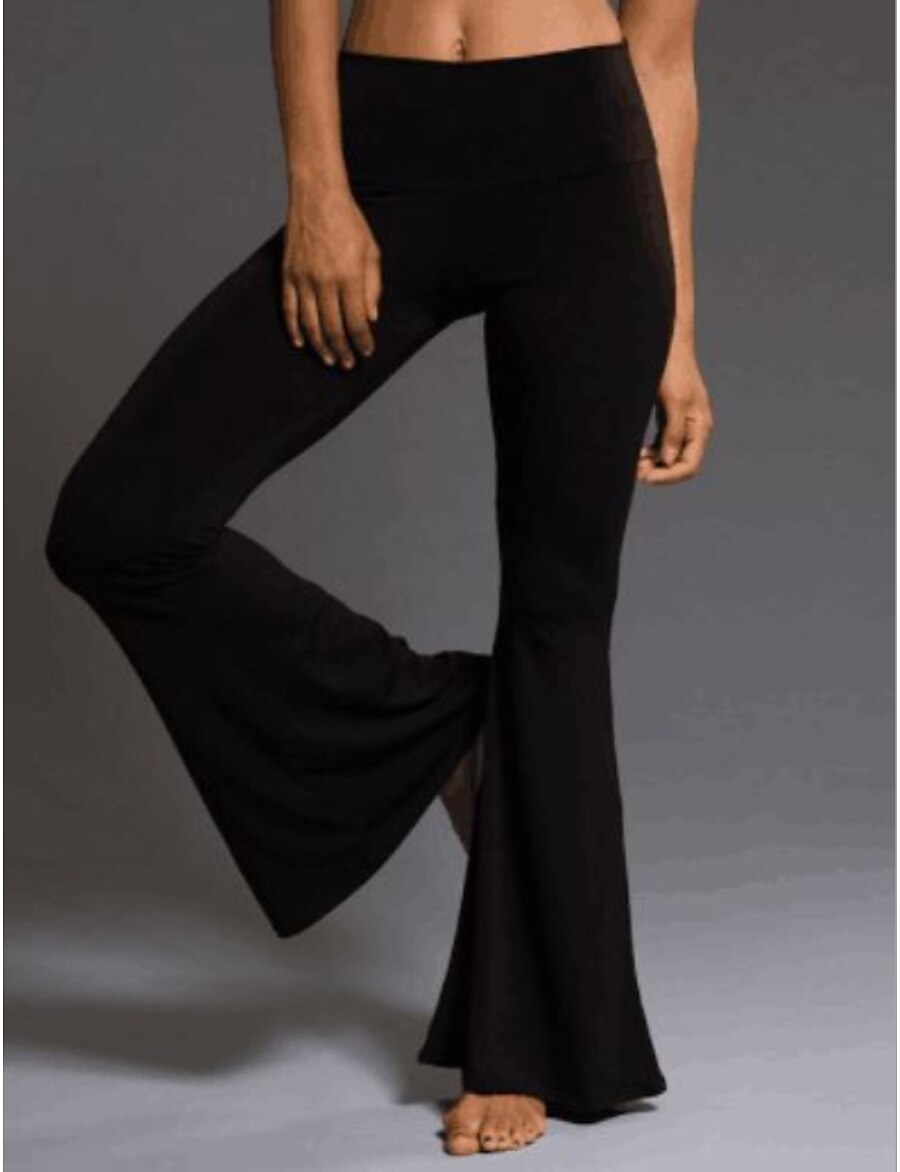  Women's Basic Bootcut Slacks Pants Solid Colored Mid Waist Loose Black S M L XL
