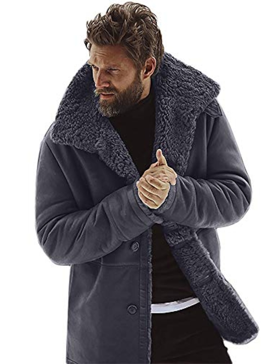  Men's Unisex Trench Coat Overcoat Fall Winter Causal Regular Coat Notch lapel collar Peaked Lapel Warm Regular Fit Jacket Long Sleeve Vintage Style Retro N / A Gray Black Brown