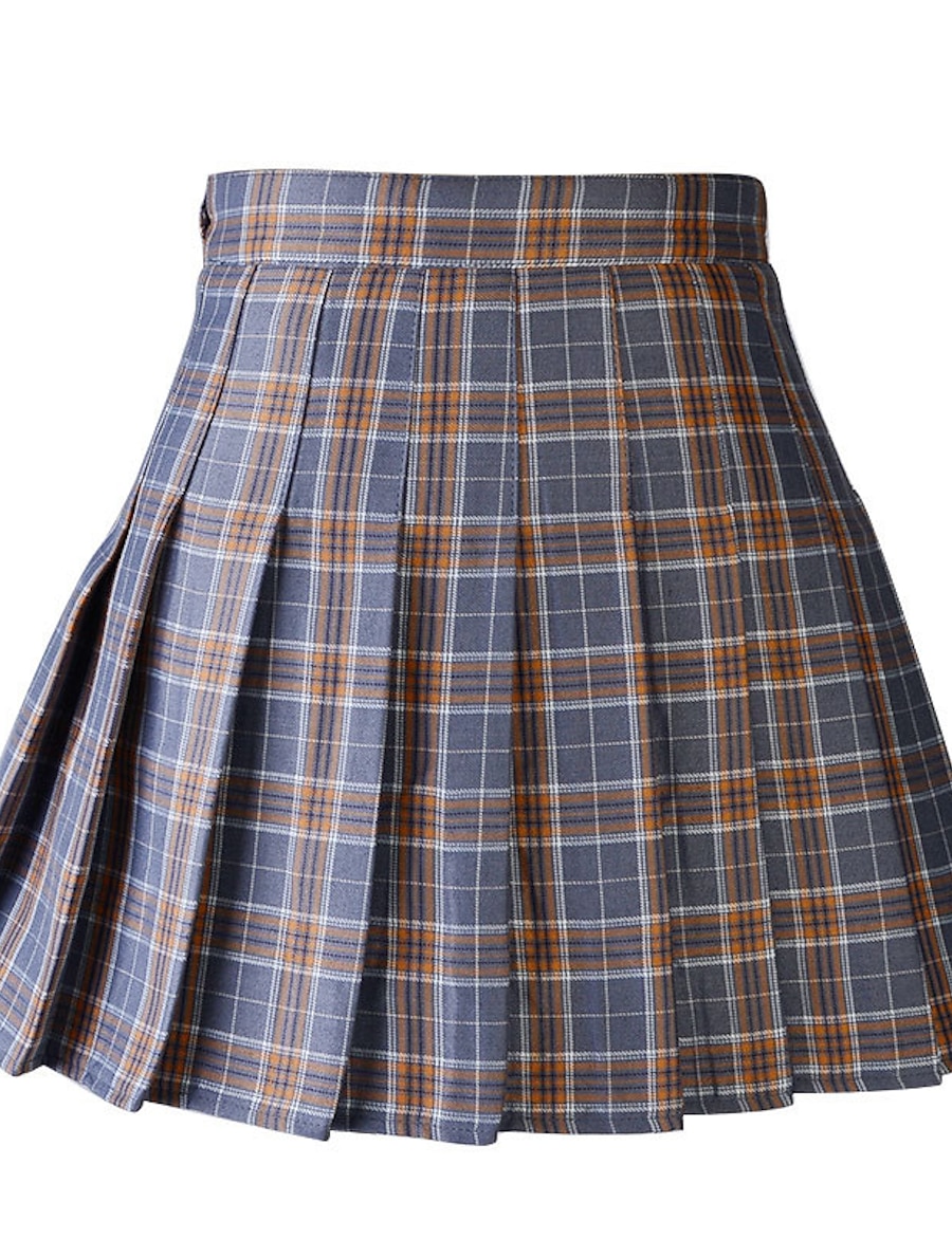  Women's Classic & Timeless Chic & Modern Short Skirts Party School Wear Plaid / Check Tartan Pleated Black And White Red black Navy S M L / Micro-elastic