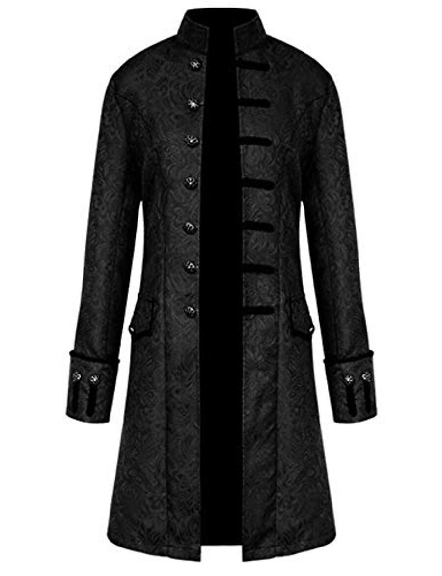  men vintage tailcoat jacket overcoat outwear buttons coat gothic medieval steampunk victorian frock coat black