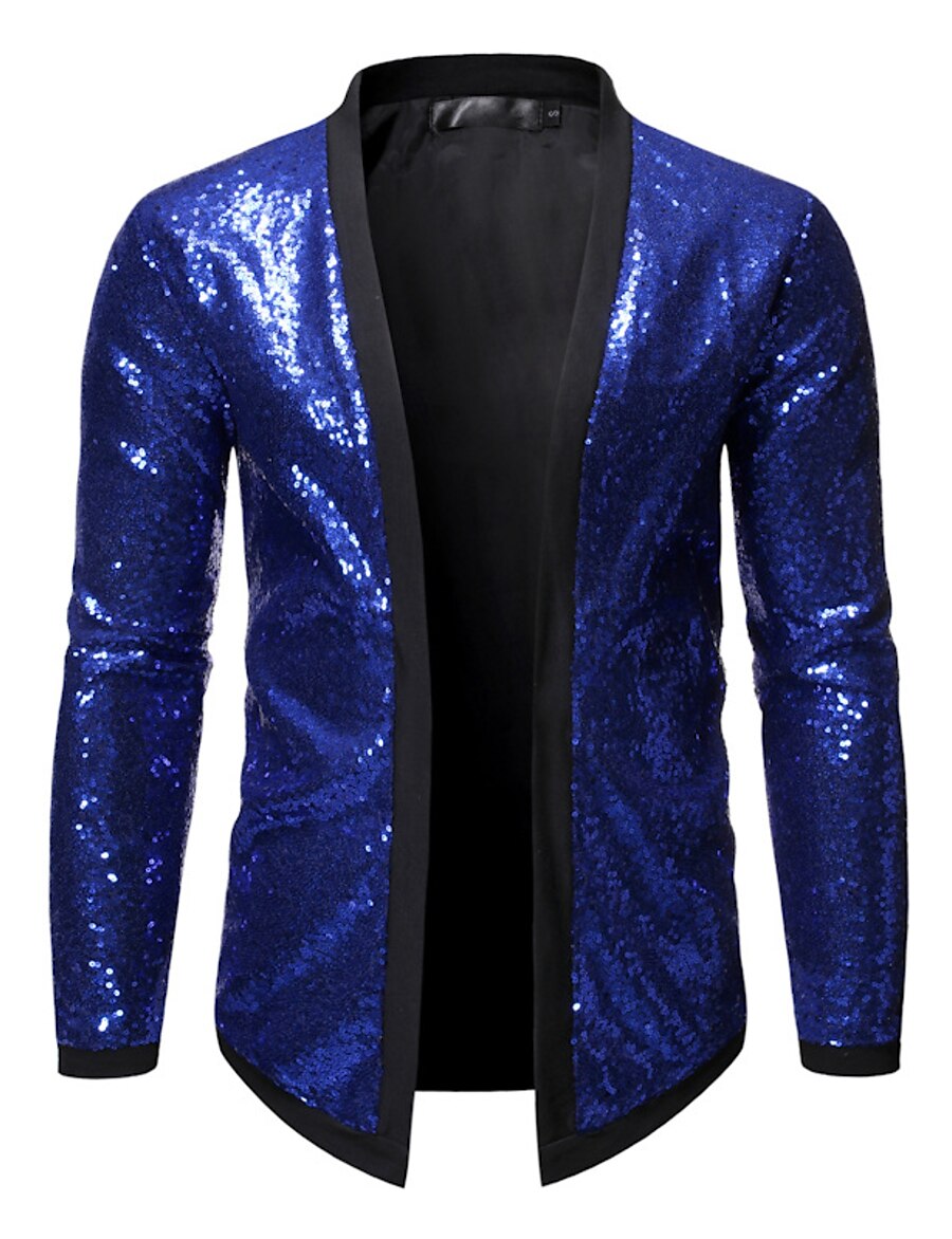  men's all over sequin jacket long sleeve varsity bling bling bomber metallic nightclub styles cardigan (purple l)