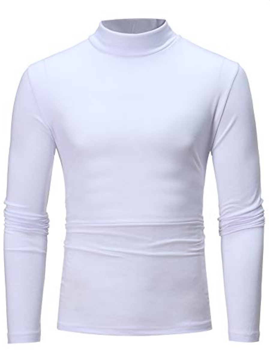  men's sweatshirts, f_gotal mens casual long sleeve solid color turtleneck sports outwear hooded sweatshirts white
