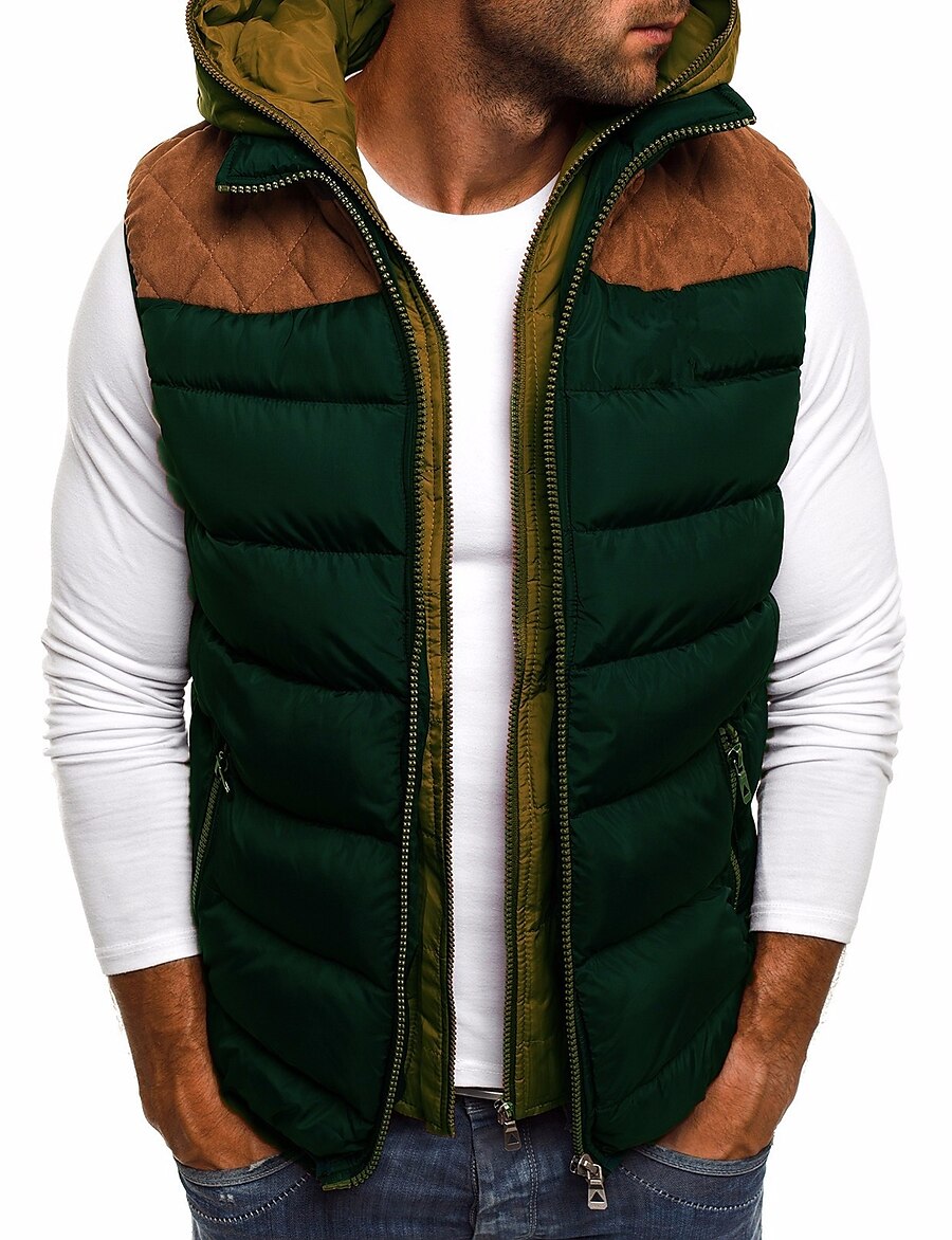  Men's Vest Regular Coat Regular Fit Jacket Striped Solid Colored Wine Army Green Gray