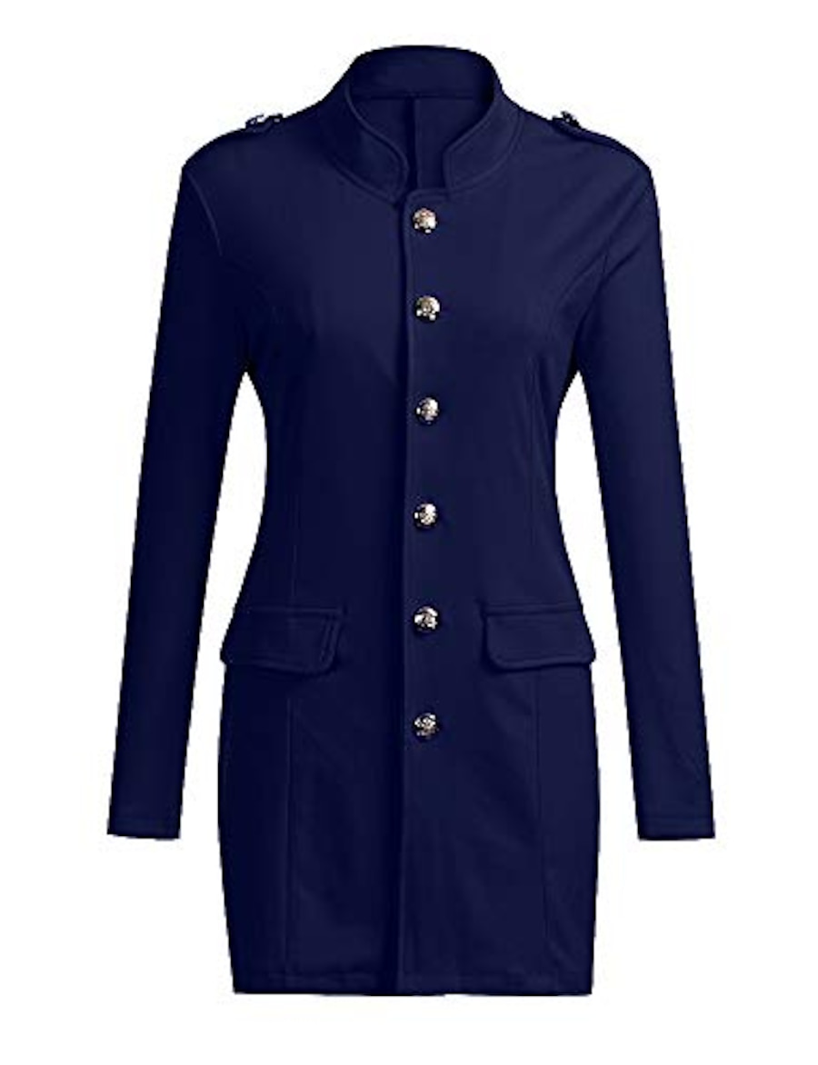  Women's Others Solid Color Casual Coat Valentine's Day Spring & Summer Long Jacket Blue