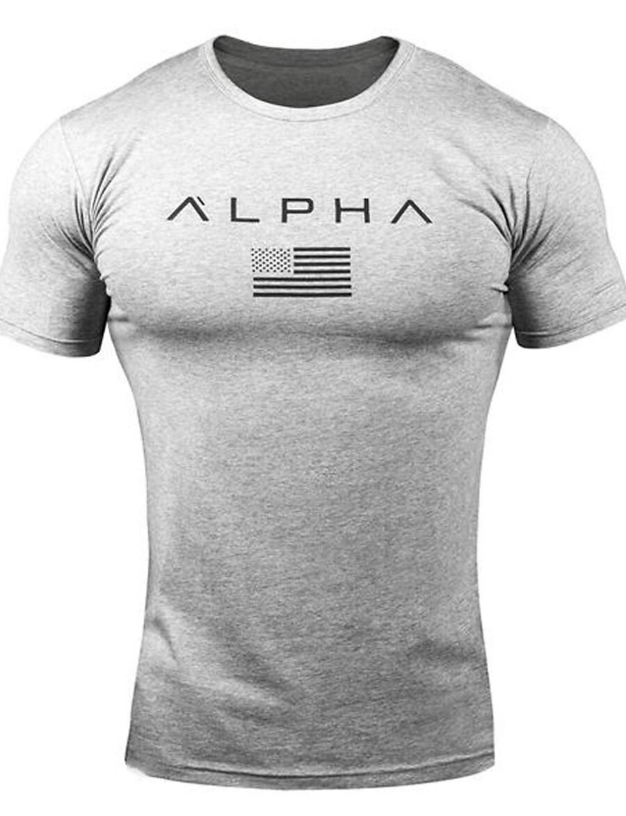  Men's Workout Shirt Running Shirt Shirt Athletic Athleisure Breathable Quick Dry Soft Cotton Fitness Jogging Training Bodybuilding Sportswear Dark Grey White Black Army Green Camouflage Grey