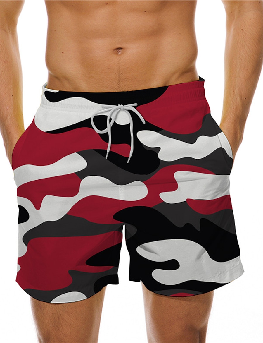  Men's Swimwear Board Shorts Swimsuit Drawstring Camo Purple Grey Orange Red Swimwear Bathing Suits Casual / Summer / Beach