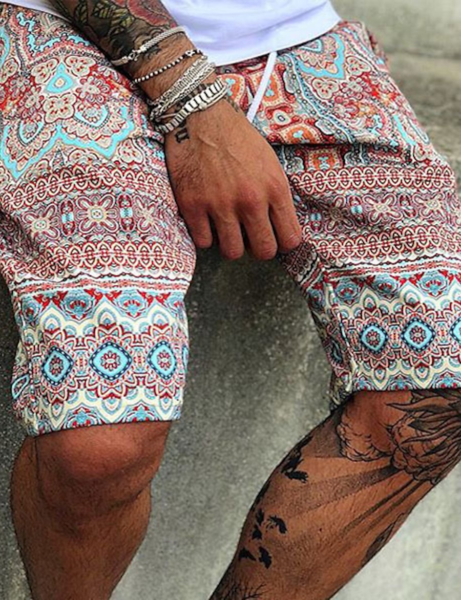  Men's Stylish Print Shorts Knee Length Pants Inelastic Daily Skull Mid Waist 1 2 3 4 5 M L XL XXL 3XL / Summer