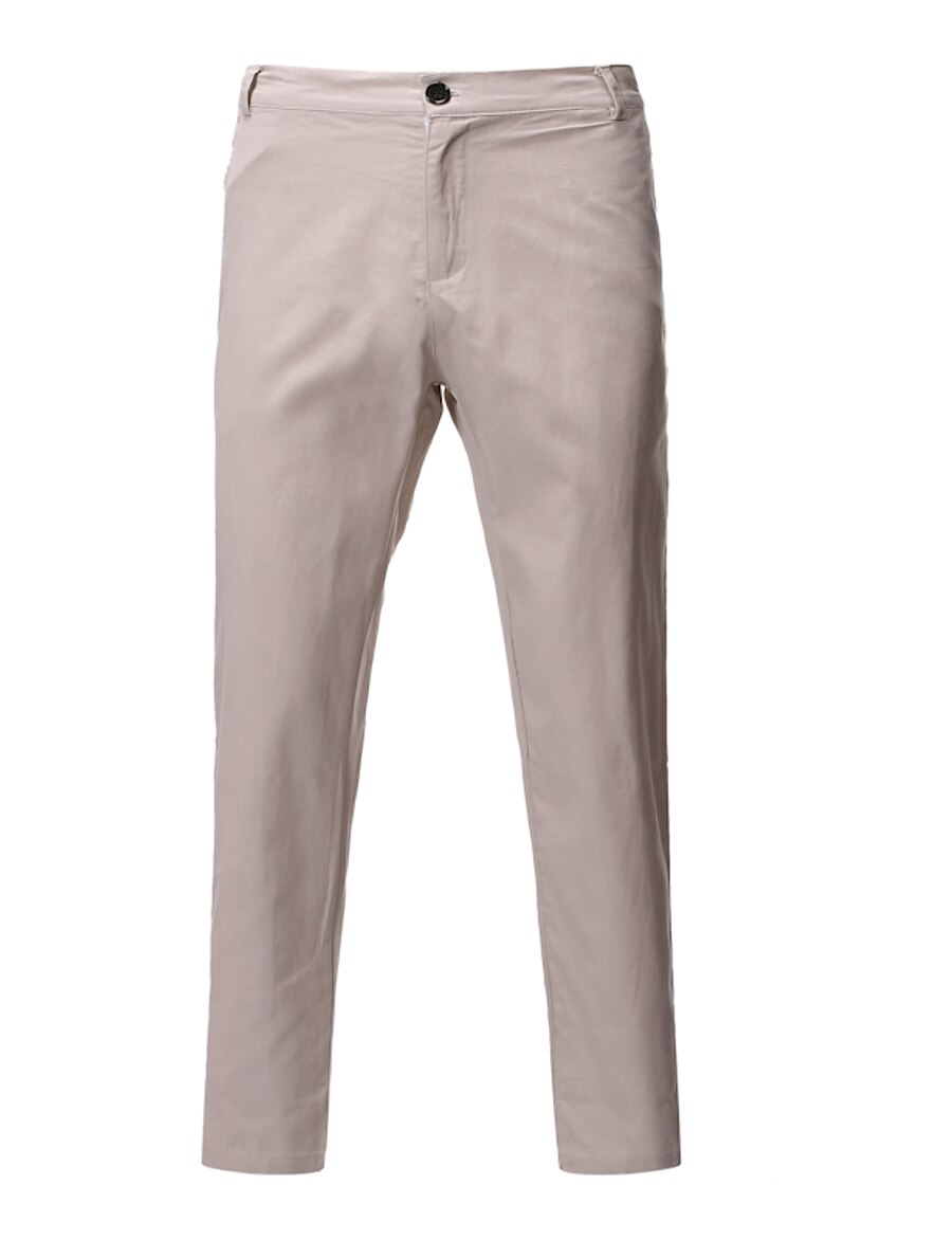  Men's Chino Pocket Straight Chinos Full Length Pants Micro-elastic Business Casual Cotton Blend Solid Color Mid Waist Breathable White Black Khaki Orange Dark Gray M L XL XXL / Summer