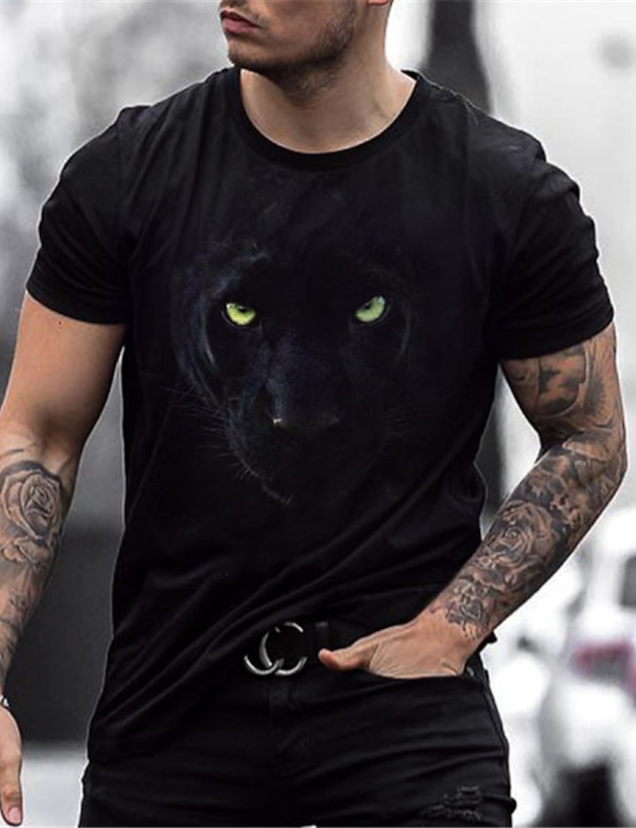  Men's Tee T shirt Tee Shirt Graphic Animal 3D Print Crew Neck Plus Size Casual Daily Short Sleeve Tops Basic Designer Slim Fit Big and Tall Green Black Blue / Summer