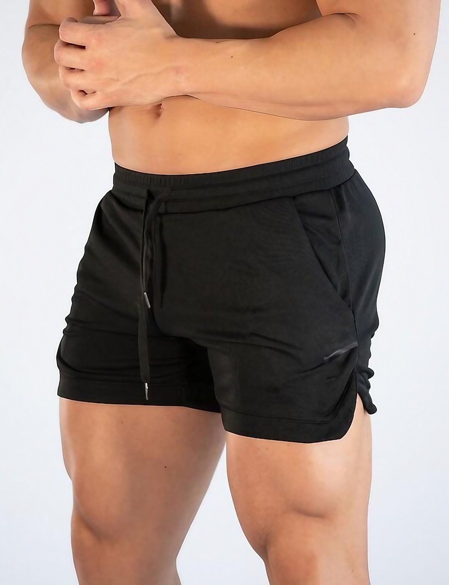  Men's Sporty Outdoor Drawstring Yoga Short Shorts Short Pants Micro-elastic Training Sports & Outdoor Solid Colored Mid Waist Blue Black Gray Khaki Royal Blue M L XL XXL 3XL