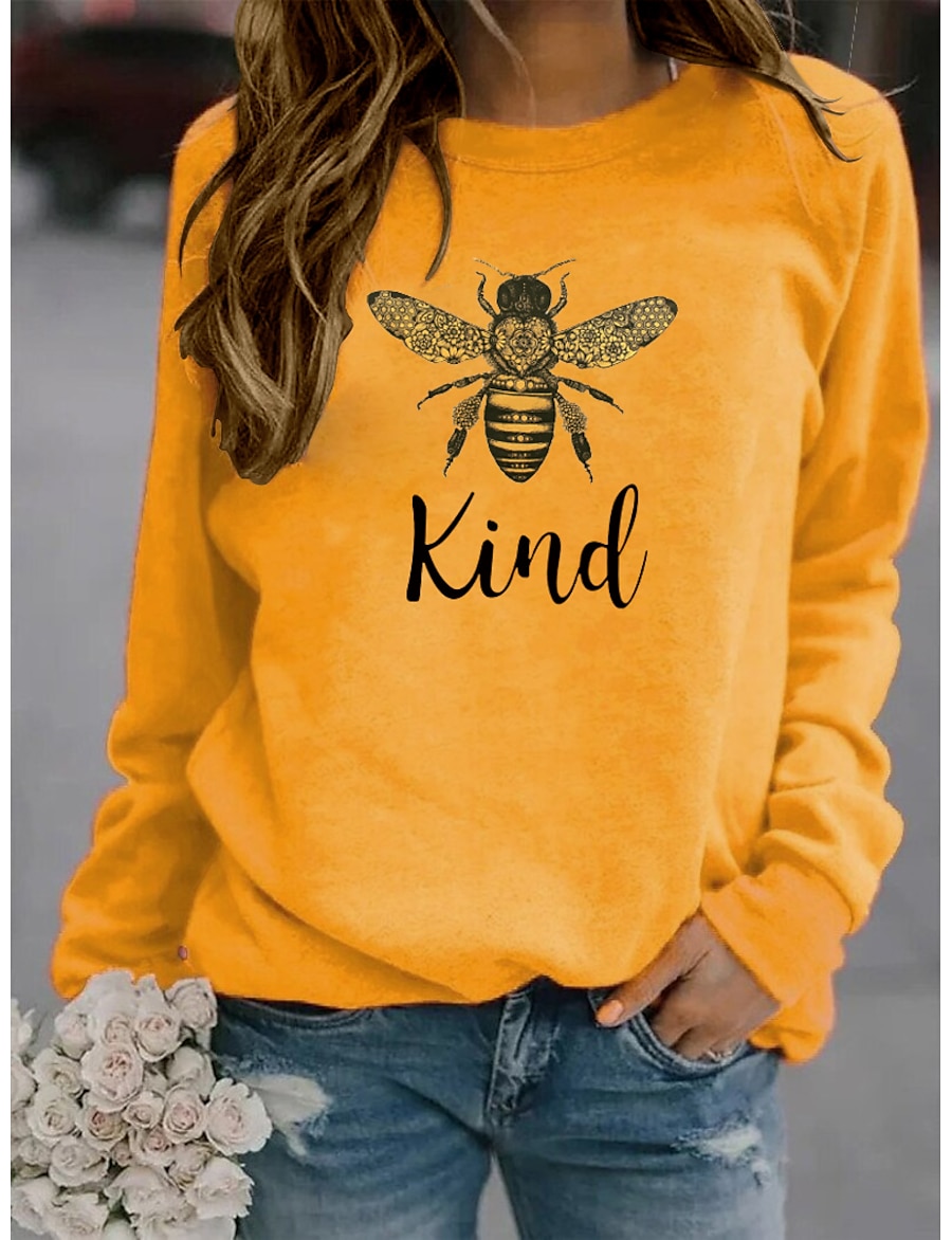  women bee kind sweatshirt long sleeve blouse graphic pullover letter print top (green,x-large)